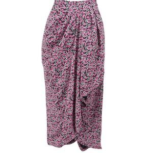 Rachel Zoe Pink Ditsy Floral Faux Wrap Midi Skirt Coquette Y2K Date Night NWT XS